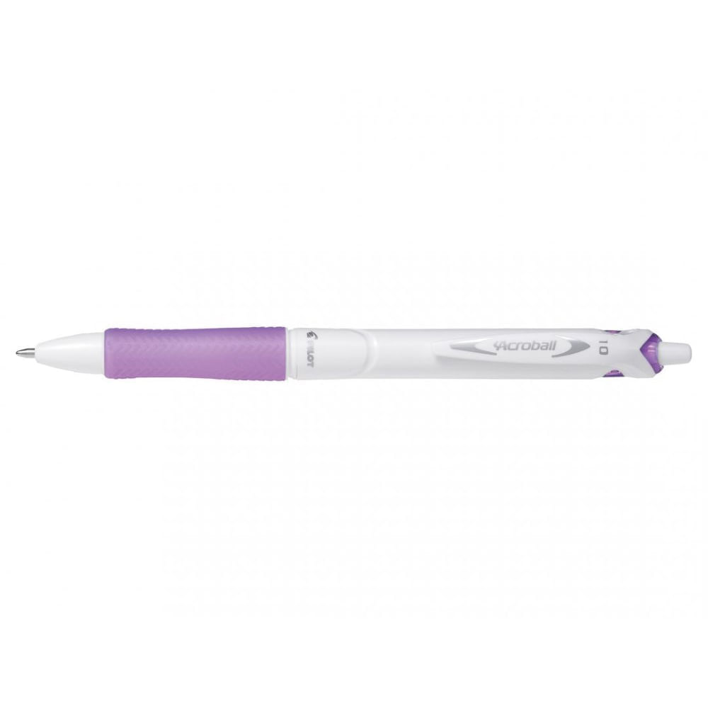 Set 10 pixuri cu bila Pilot Acroball Pure White diverse culori 1.0 mm cu click violet