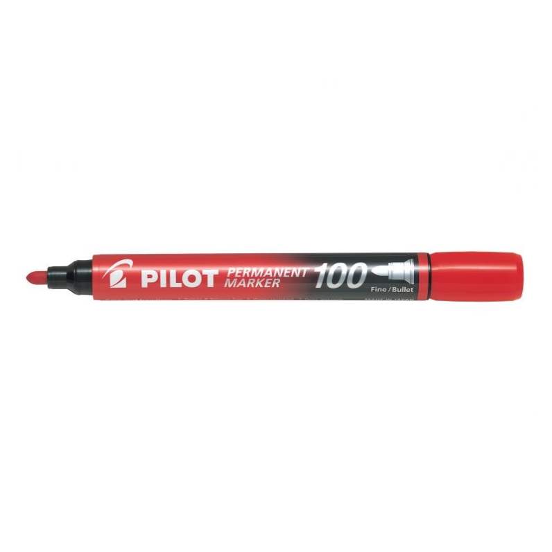 Pachet 12 buc marker permanent P100 pilot 2 - 4.5 mm varf rotund rosu