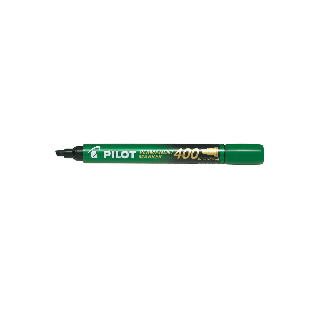 Set 12 markere Pilot Permanent P400 diverse culori 4 mm varf tesit verde