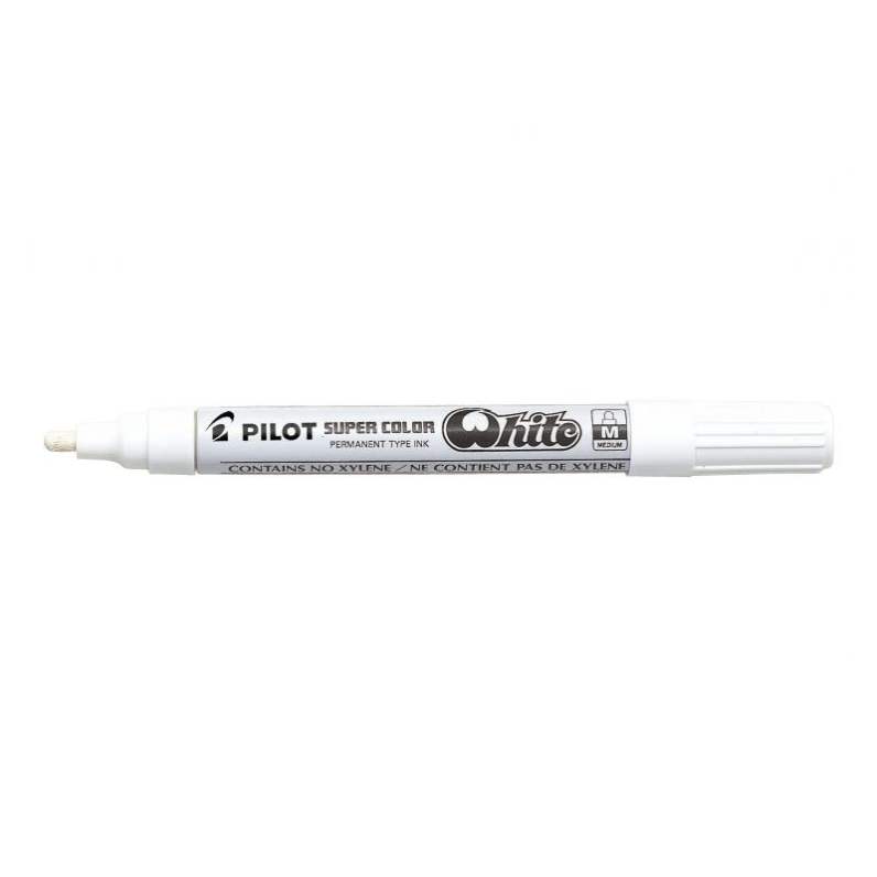 Set 12 markere permanente Pilot Super Color M albe 4.5 mm varf rotund