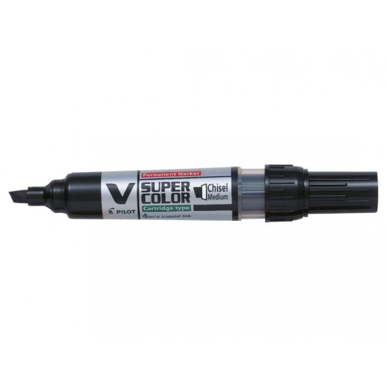 Pachet 10 buc marker permanent vsuper color pilot 2.2 mm varf tesit Marker permanent Pilot VSuper Color varf tesit 2.2 mm negru