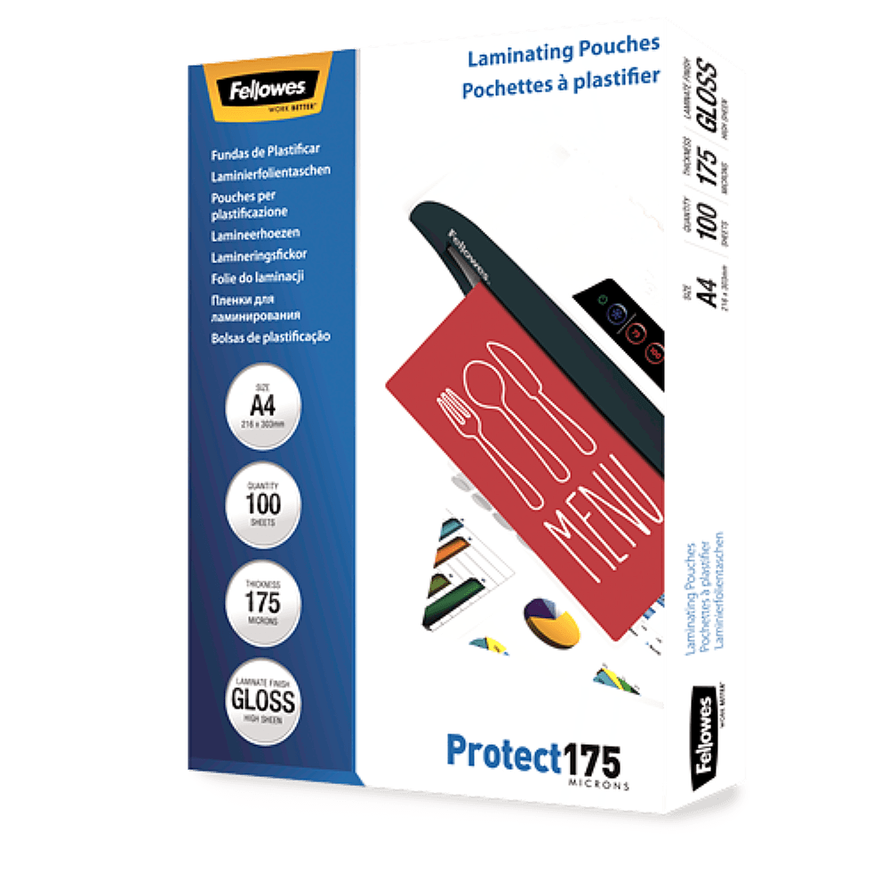 Pachet 5 buc folie laminat fellowes a4 175 microni 100 bucati/top Folie laminat Fellowes A4 175 microni 100 bucati/top