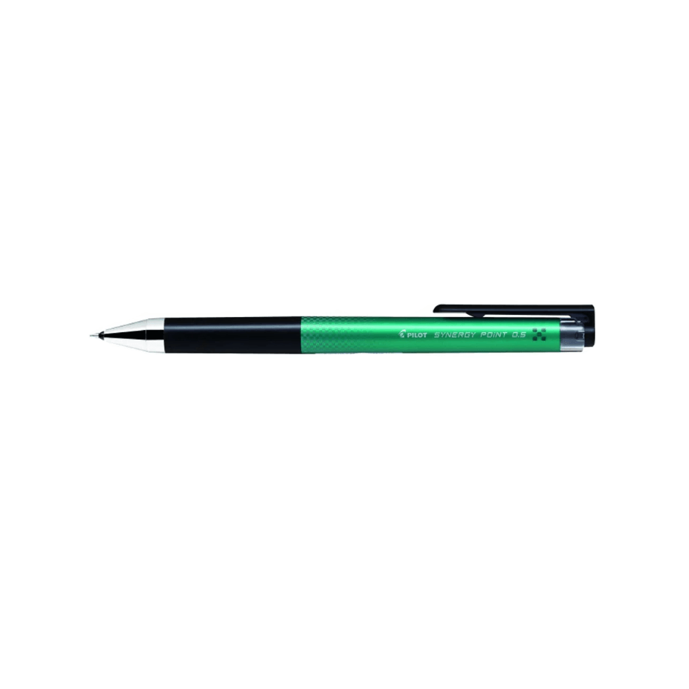 Set 12 rollere cu gel Pilot Synergy Point diverse culori 0.5 mm cu click verde