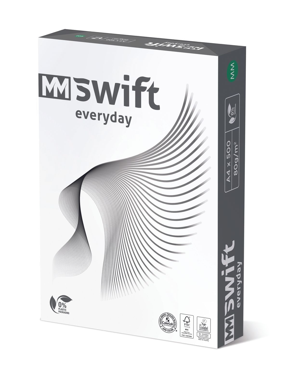 Hartie copiator A4 MM Swift, 80 g/mp, 500coli/top, 5 topuri/cutie, pret per cutie