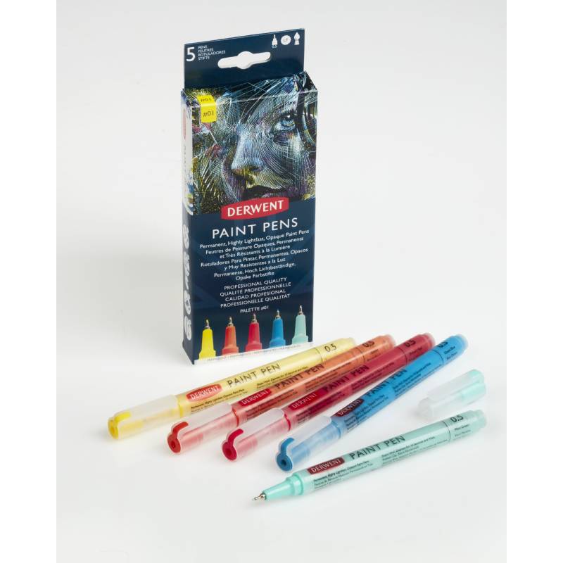 Set liner cu vopsea Derwent Professional, 0.5 mm, pentru suprafete multiple, culori mate