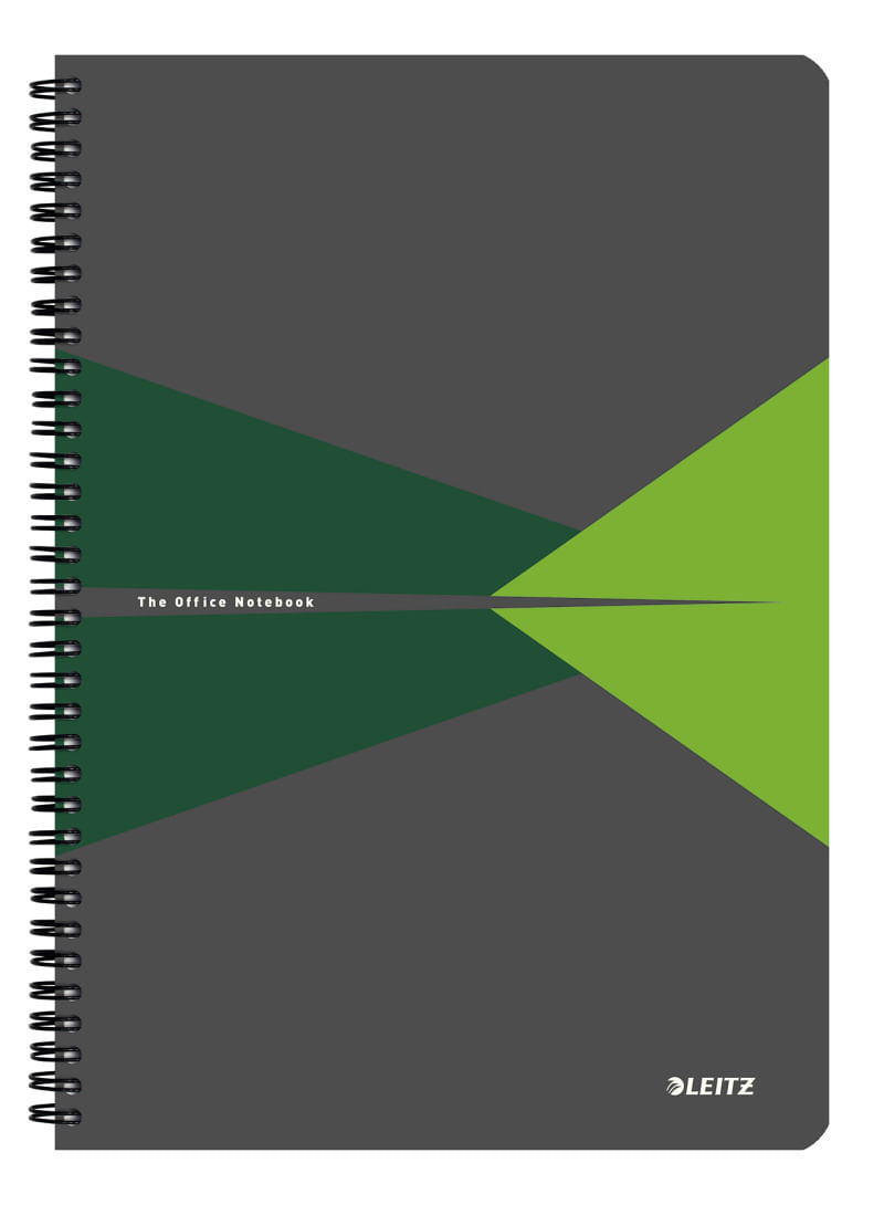 Caiet de birou Leitz Office A4 coperta carton cu spira 90 file matematica verde