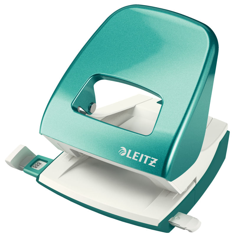 Perforator hartie 2 perforatii 30 coli metal Leitz series 5008 Perforator metalic Leitz Nexxt Series WOW 5008 30 coli turcoaz metalizat