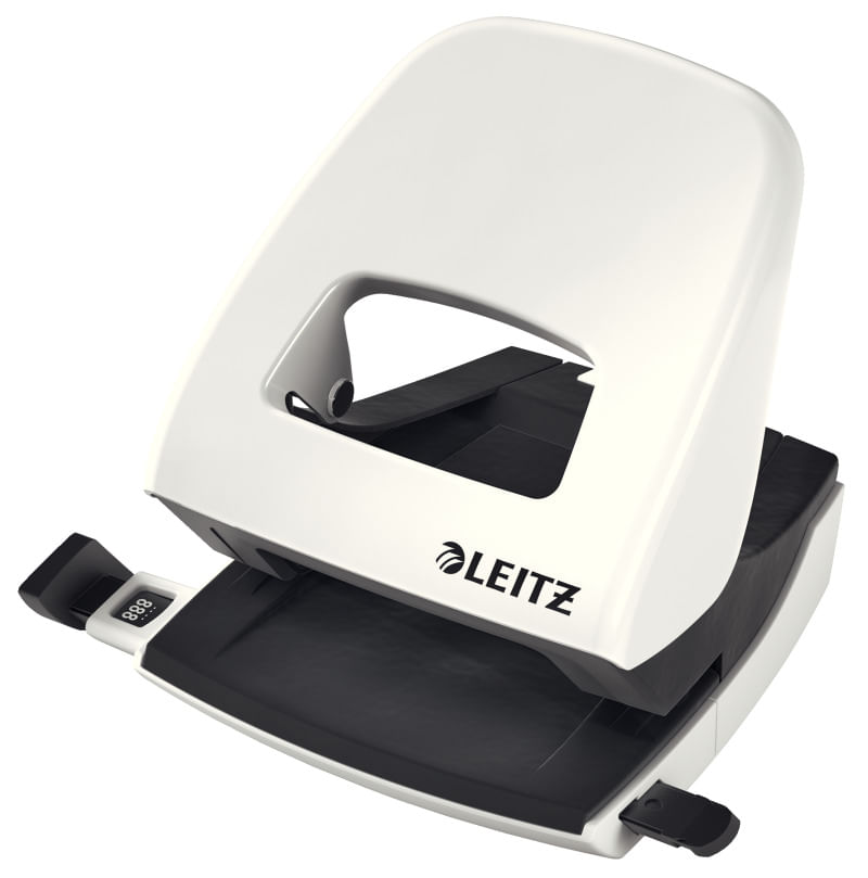 Perforator hartie 2 perforatii 30 coli metal Leitz series 5008 Perforator metalic Leitz Nexxt Series WOW 5008 30 coli alb perlat metalizat