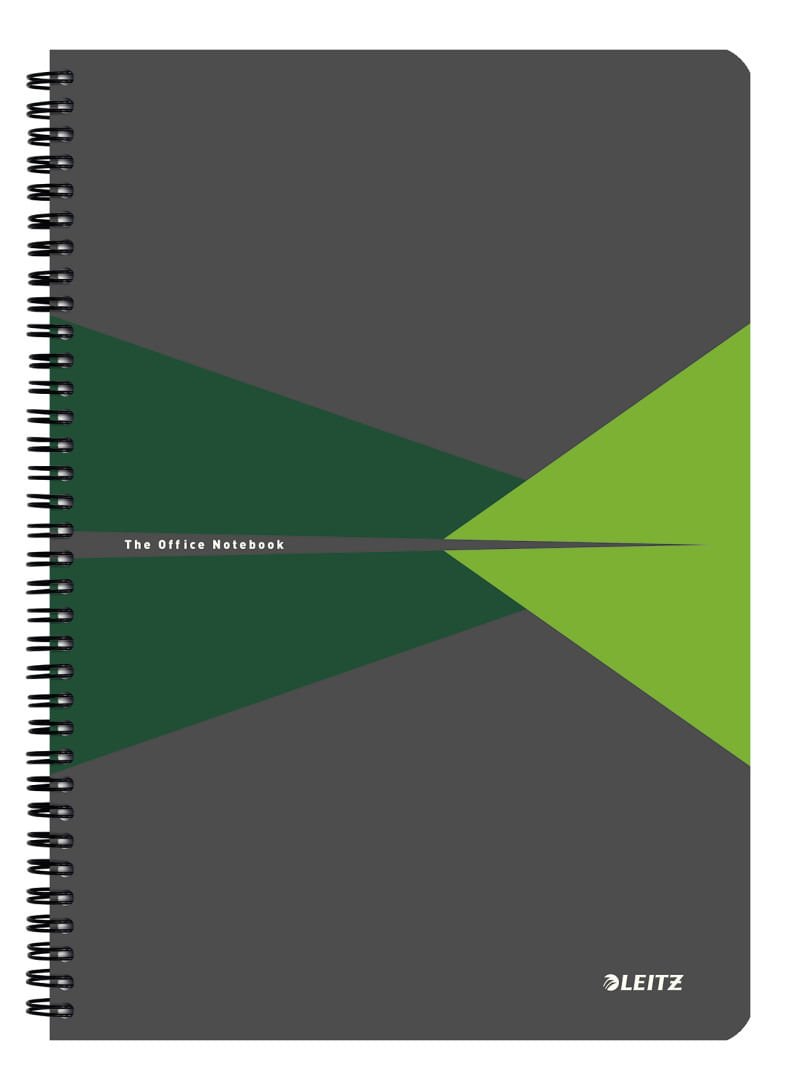Caiet de birou Leitz Office A4 coperta carton cu spira 90 file dictando verde