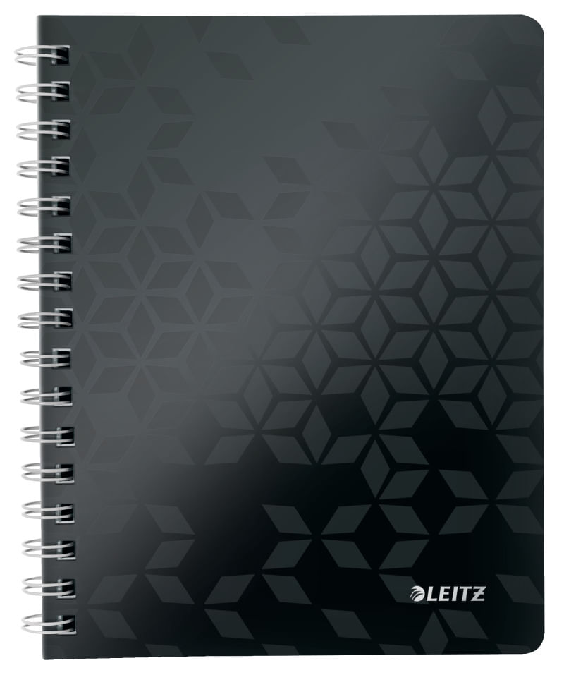 Caiet de birou Leitz WOW A5 coperta PP cu spira 80 file matematica Caiet A5 80F Mate Negru Spira Cop PP WOW Leitz