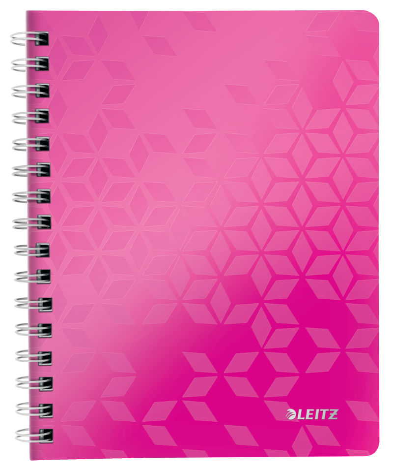 Caiet de birou Leitz WOW A5 coperta PP cu spira 80 file matematica Caiet A5 80F Mate Roz Spira Cop PP WOW Leitz