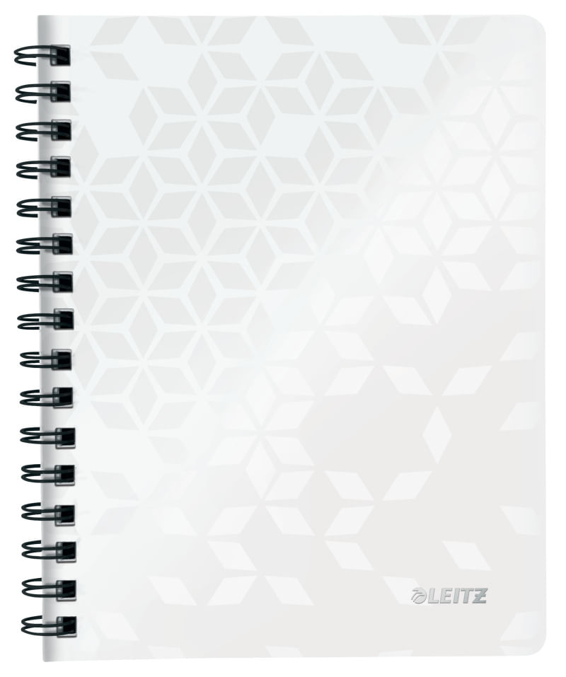 Caiet de birou Leitz WOW A5 coperta PP cu spira 80 file matematica Caiet A5 80F Mate Alb Spira Cop PP WOW Leitz