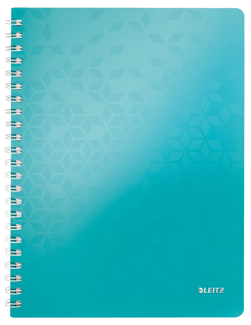 Caiet de birou Leitz Wow A4 coperta PP cu spira 80 file matematica Caiet de birou Leitz Wow A4 coperta PP cu spira 80 file matematica turcoaz metalizat