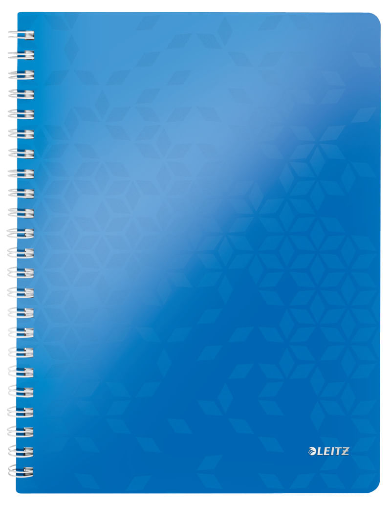 Caiet de birou Leitz Wow A4 coperta PP cu spira 80 file matematica albastru metalizat