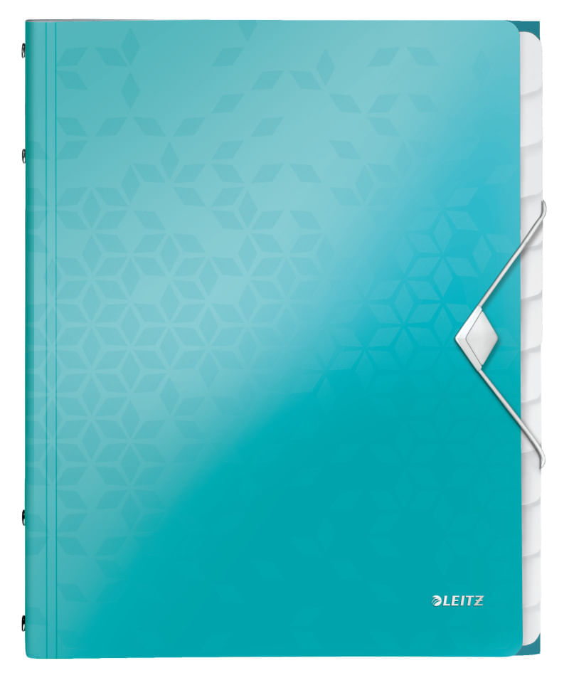 Mapa plastic A4 cu elastic 12 separatoare Leitz WOW turcoaz metalizat