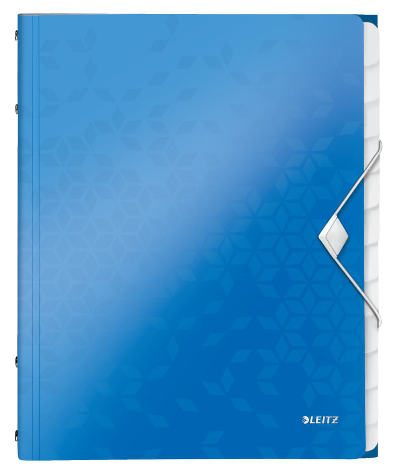 Mapa documente A4 cu elastic si 12 separatoare plastic albastru metalizat Leitz WOW