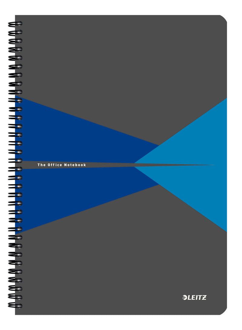 Caiet de birou Leitz Office A4 coperta PP cu spira 90 file matematica albastru