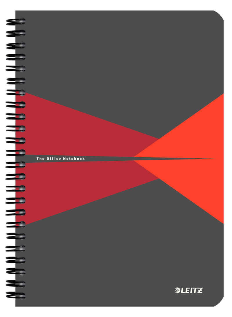 Caiet de birou Leitz Office A5 carton cu spira 90 file matematica Caiet de birou Leitz Office A5 carton cu spira 90 file matematica rosu