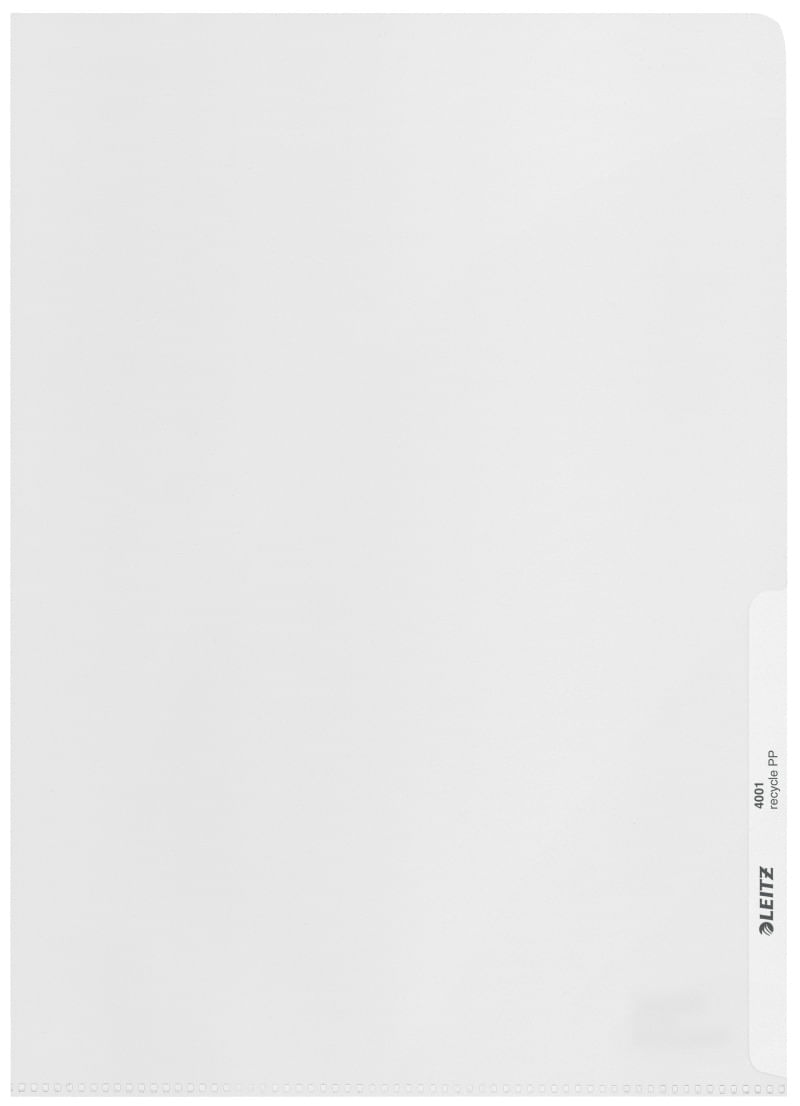 Mapa plastic partial reciclat si reciclabil A4 cu doua deschideri alb 100/set Leitz Recycle Mapa plastic A4 cu doua deschideri alb 100/set Leitz Recycle