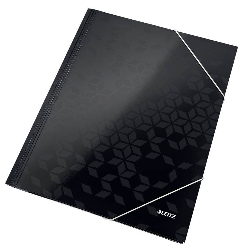 Mapa carton A4 cu elastic Leitz WOW negru