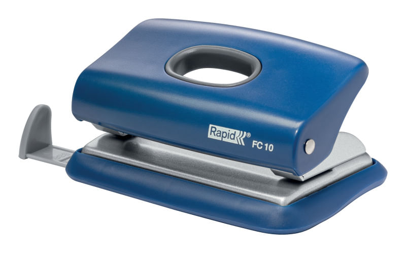 Perforator hartie 2 perforatii 10 coli plastic Albastru Rapid Perforator plastic Rapid FC10 10 coli cutie albastru