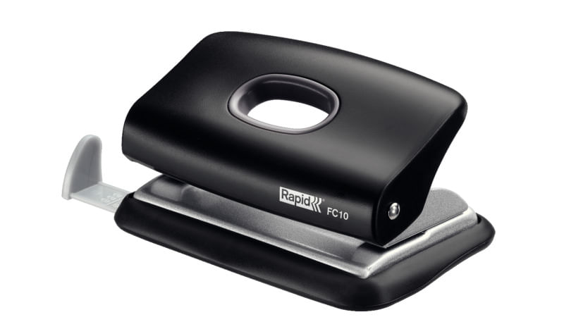 Perforator hartie 2 perforatii 10 coli plastic Negru Rapid Perforator plastic Rapid FC10 10 coli cutie negru