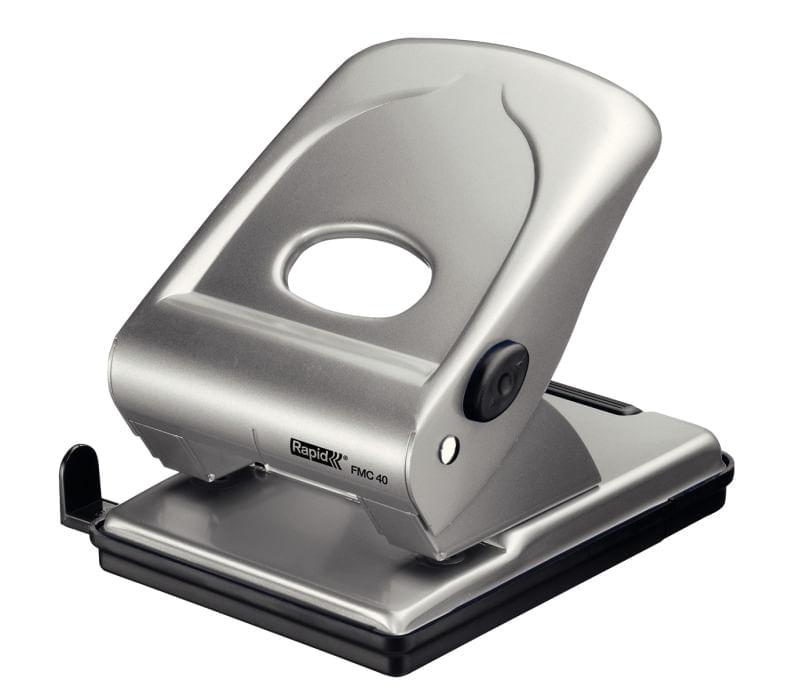 Perforator argintiu metalic 2 perforatii 40 coli Rapid Perforator argintiu metalic 2 perforatii 40 coli Rapid