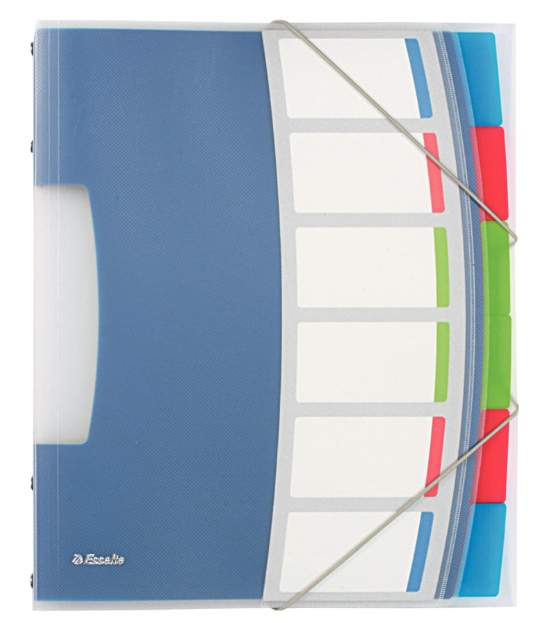 Mapa plastic A4 cu elastic 6 separatoare albastru Esselte Vivida