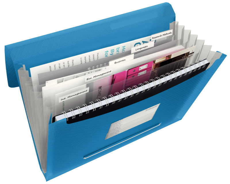 folio transparente a4 Mapa de prezentare A4 cu 6 compartimente cu elastic plastic albastru Esselte