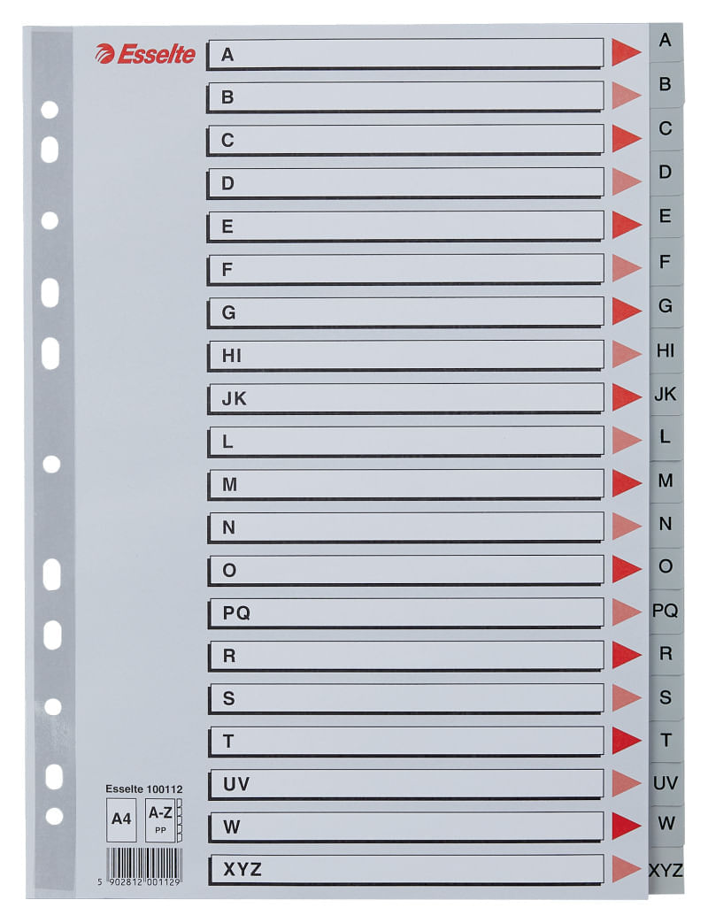 Index plastic Esselte A4 index A-Z Index plastic Esselte A4 index A-Z