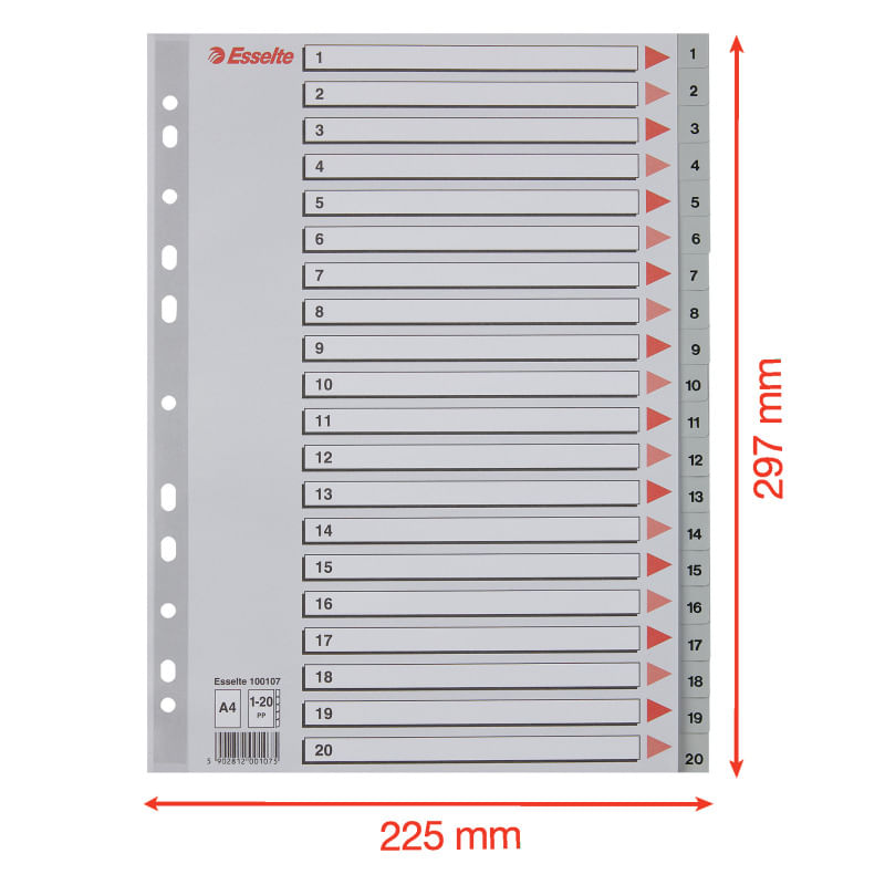 Index Esselte A4 numerotat 1-20