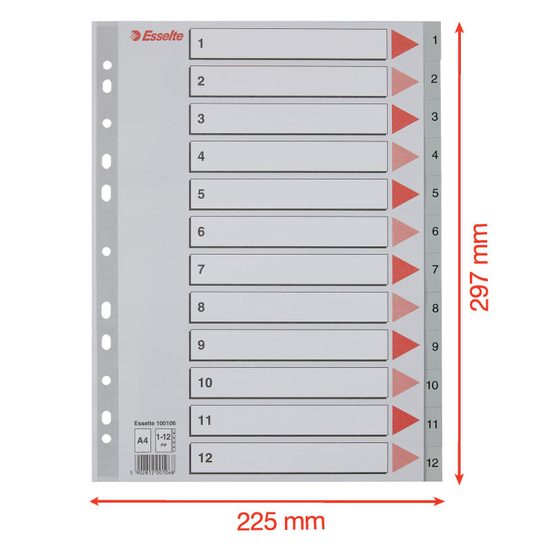 Index Esselte A4 numerotat 1-12