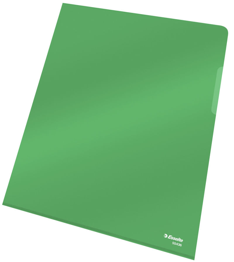 Mapa plastic A4 cristal cu doua deschideri 25/set Esselte verde