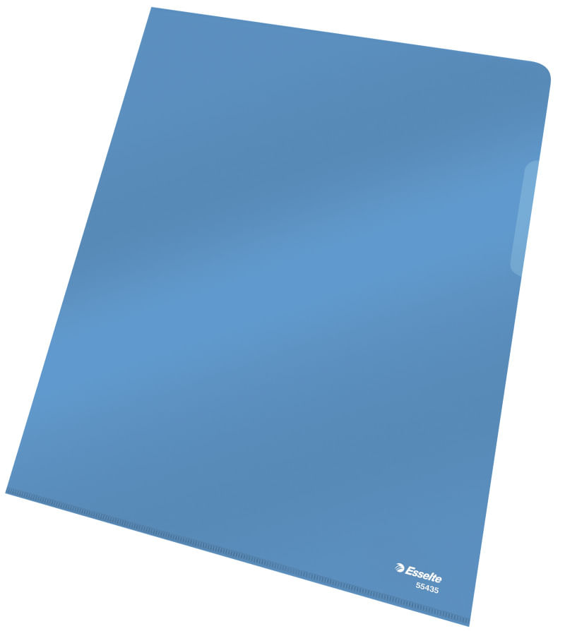 Mapa plastic A4 cristal cu doua deschideri 25/set Esselte albastru