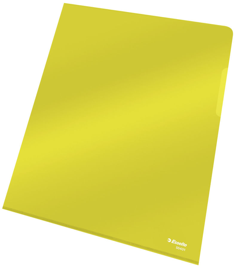 Mapa plastic A4 cristal cu doua deschideri 25/set Esselte galben