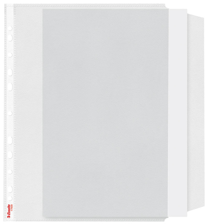 Folie de protectie Esselte Standard A4  clapa laterala 10 bucati/set partial recilat si reciclabil Folie de protectie Esselte Standard A4 90 microni cu clapa laterala 10 bucati/set