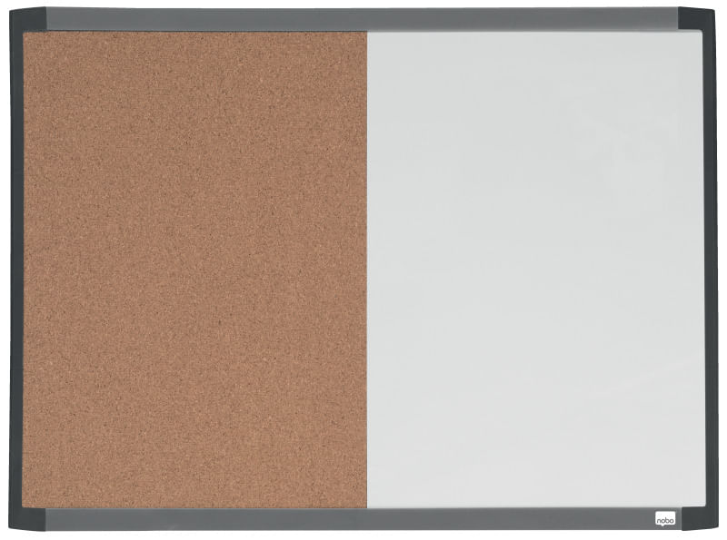 Tabla NOBO Combo, 58x43 cm, magnetica si pluta, include marker si magneti, alb, rama alba, gri sau neagra