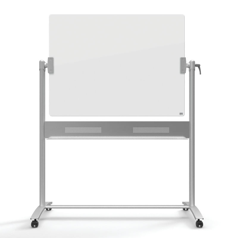 Tabla mobila NOBO Brilliant, sticla, 120x90 cm, magnetica, include marker, tavita si magneti, alb