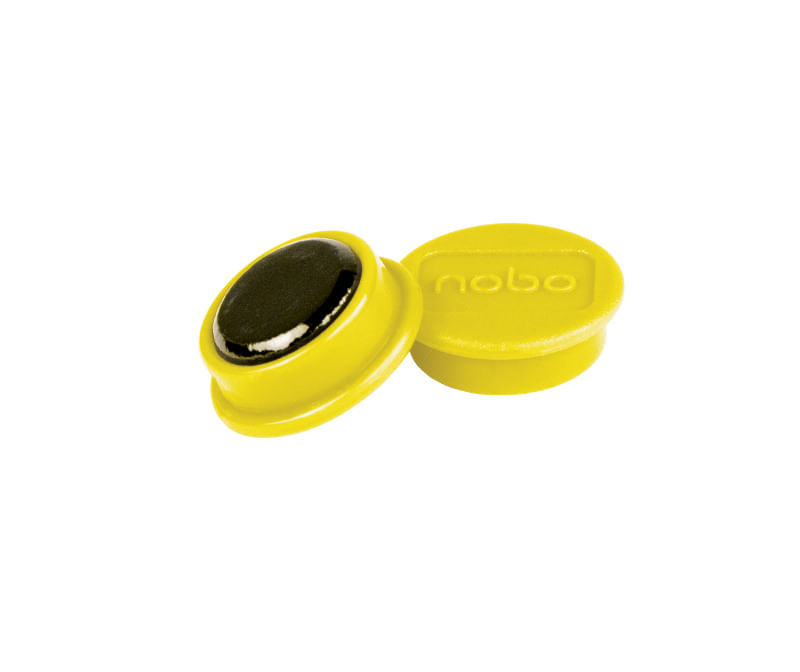 Magneti pentru table NOBO, diametru 24 mm, sustin 4 coli, 10 buc/set, galben