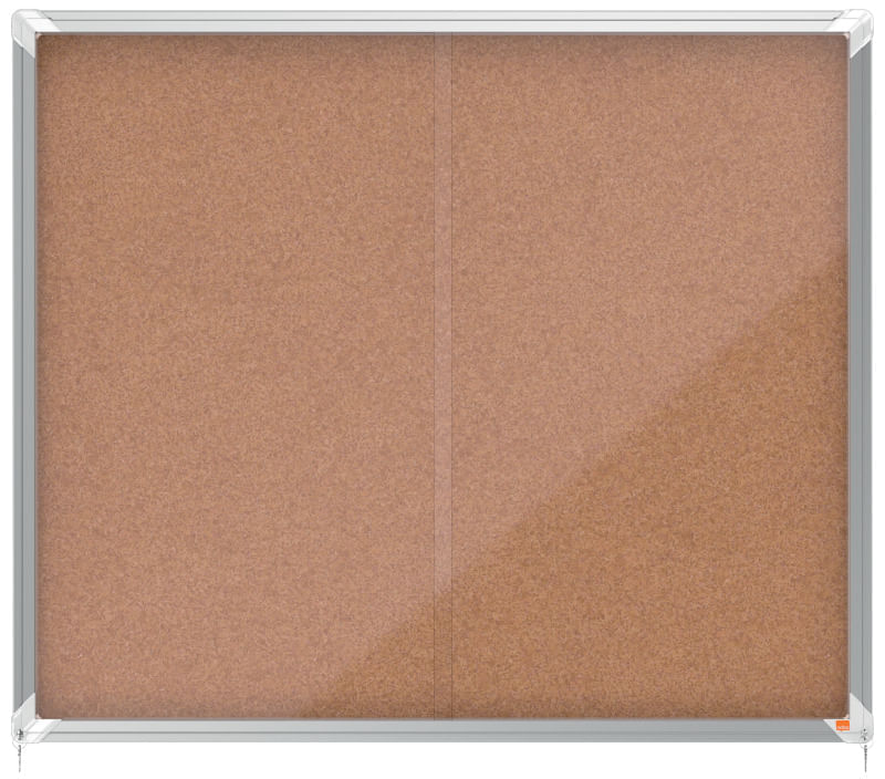 Avizier NOBO Premium Plus, interior, pluta, 15X A4, geam glisant si cheie, natur Avizier NOBO Premium Plus, interior, pluta, 15X A4, geam glisant si cheie, natur