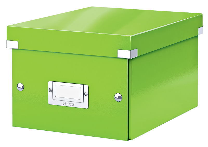 Cutie depozitare Leitz WOW Click & Store, carton laminat, partial reciclat, pliabila, cu capac, 22x16x28 cm, verde