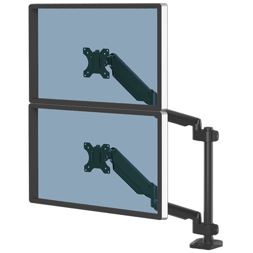 Brat reglabil Platinum sustinere 2 monitoare suprapuse negru Fellowes