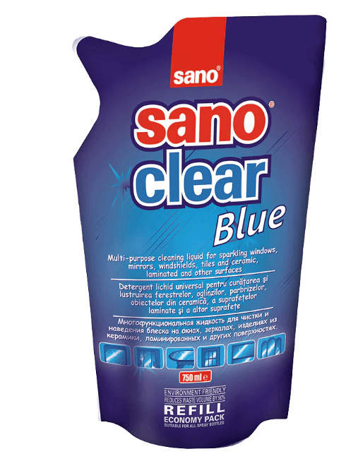 Rezerva solutie pentru geamuri Sano Clear Blue Refill 750 ml Rezerva solutie pentru geamuri 750 ml Sano Clear Blue Refill