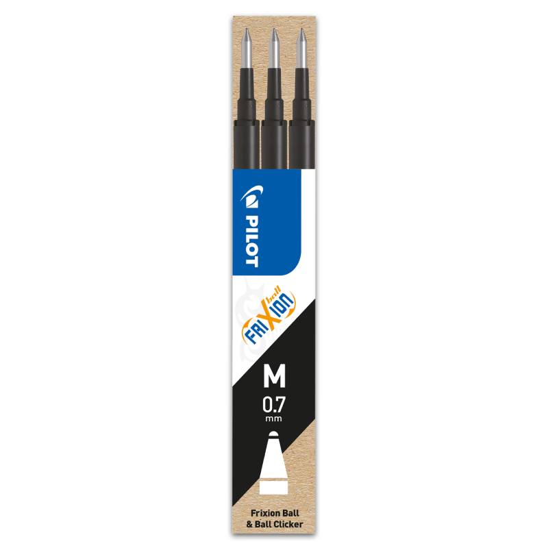 Set 3 rezerve roller Frixion Ball Pilot 0.7 mm varf mediu Rezerva roller Pilot Frixion Ball 0.7 mm 3 bucati/set negru