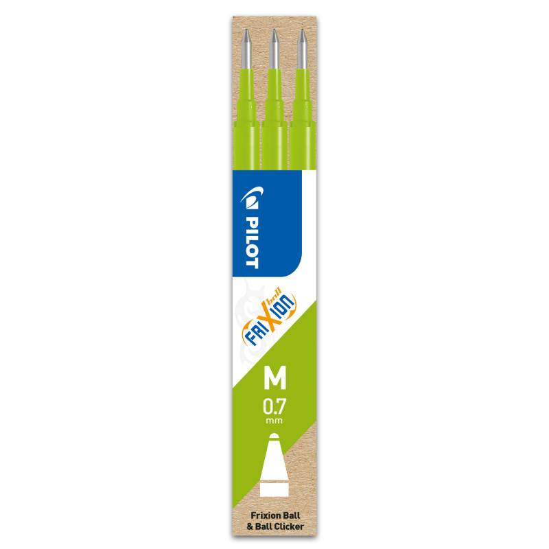 Set 3 rezerve roller Frixion Ball Pilot 0.7 mm varf mediu Rezerva roller Pilot Frixion Ball 0.7 mm 3 bucati/set verde deschis