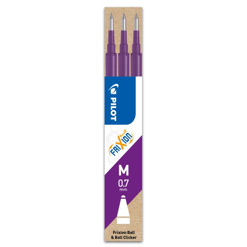 Set 3 rezerve roller Pilot Frixion Ball diverse culori 0.7 mm violet