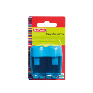 Ascutitoare dubla Herlitz bicolora plastic cu container