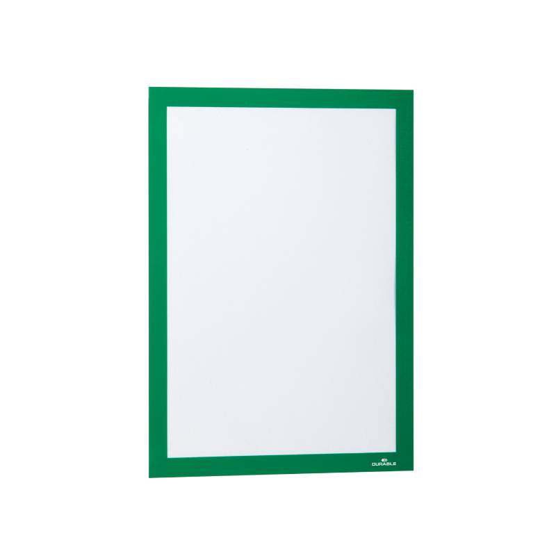 Display autoadeziv magnetic Durable Duraframe A4 2 bucati/set verde