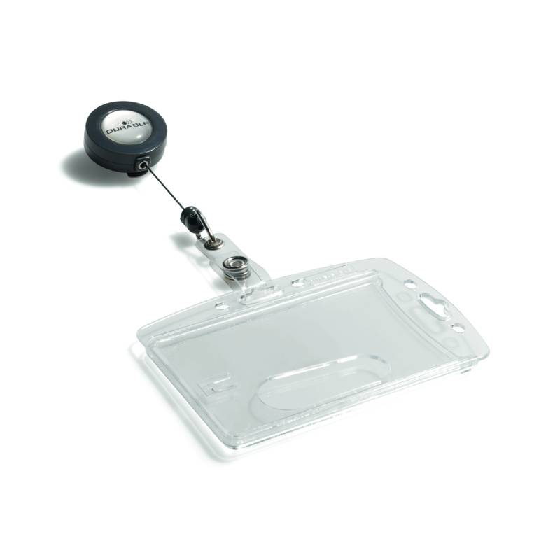 Suport card acces Durable 54 x 87 mm 1 card snur retractabil 10 bucati/set