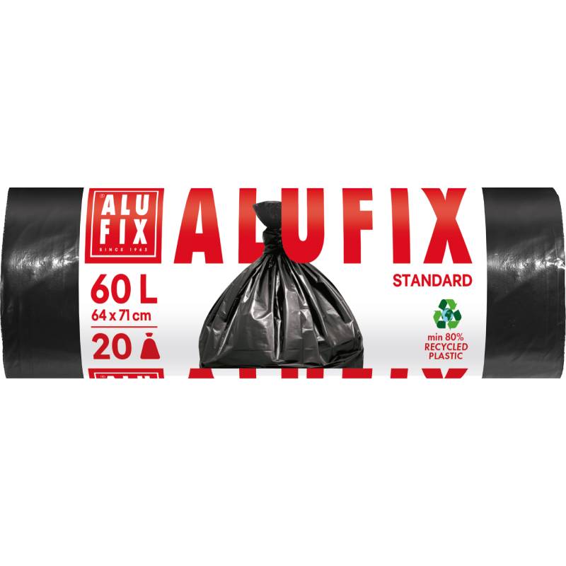 Saci menajeri 60 L 64 x 71 cm HDPE negri 20 buc/rola
